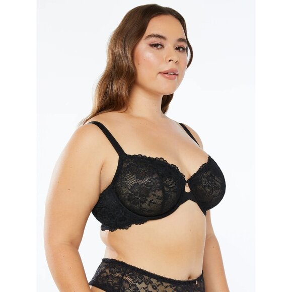 SAVAGE X FENTY Floral Lace Unlined Bra in Black Size 40D - Picture 3 of 9
